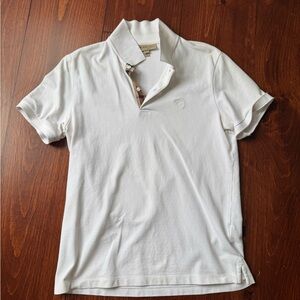 Burberry White Polo Shirt with Check Detail